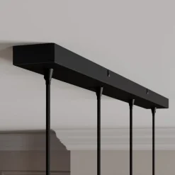 Lindby hængelampe Kourtney, 4 lyskilder, sort/grå, glas, E27