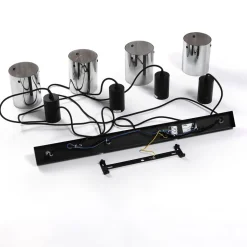 Lindby hængelampe Kourtney, 4 lyskilder, sort/grå, glas, E27