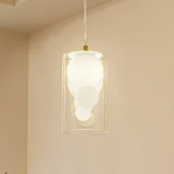 Lindby hængelampe Kupla, opal/klar, glas, 1 lyskilde, G9