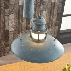 Lindby hængelampe Louisanne, justerbar, grågrøn, metal