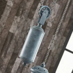 Lindby hængelampe Louisanne, justerbar, grågrøn, metal