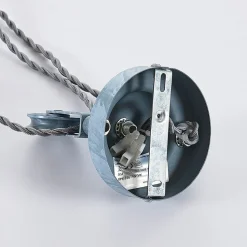 Lindby hængelampe Louisanne, justerbar, grågrøn, metal