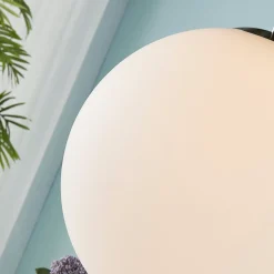 Lindby hængelampe Marike, Ø 40 cm, hvid, glas, kugle, E27