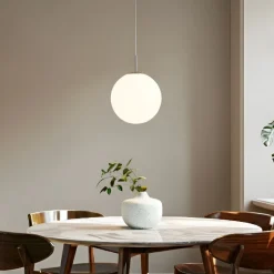 Lindby hængelampe Marike, Ø 30 cm, hvid, glas, kugle, E27