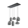 Lindby hængelampe Marla, 6 lyskilder, glas, røggrå