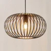 Lindby hængelampe Nahele, brun, metal, Ø 40 cm, E27