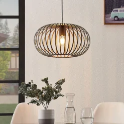 Lindby hængelampe Nahele, brun, metal, Ø 40 cm, E27