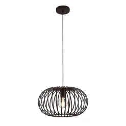 Lindby hængelampe Nahele, brun, metal, Ø 40 cm, E27