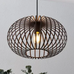 Lindby hængelampe Nahele, brun, metal, Ø 40 cm, E27