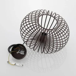 Lindby hængelampe Nahele, brun, metal, Ø 40 cm, E27