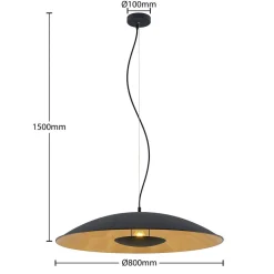 Lindby hængelampe Narisara, Ø 80 cm, E27, sort-guld