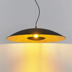 Lindby hængelampe Narisara, Ø 80 cm, E27, sort-guld