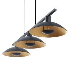 Lindby hængelampe Narisara, 118 cm, E14, 3 lyskilder, sort-guld