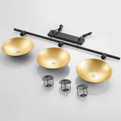 Lindby hængelampe Narisara, 118 cm, E14, 3 lyskilder, sort-guld