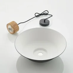 Lindby hængelampe Nefeli, Ø 42 cm, sort, træ, metal