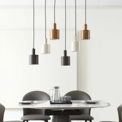 Lindby hængelampe Ovelia, brun/kaffe/beige, 6 lyskilder, E27