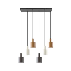 Lindby hængelampe Ovelia, brun/kaffe/beige, 6 lyskilder, E27