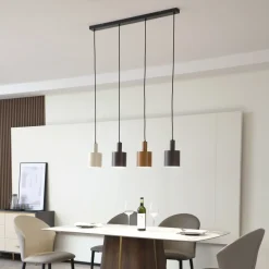 Lindby hængelampe Ovelia, brun/kaffe/beige, 4 lyskilder, E27