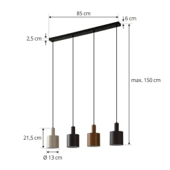 Lindby hængelampe Ovelia, brun/kaffe/beige, 4 lyskilder, E27