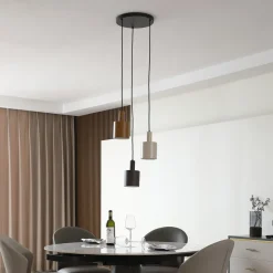 Lindby hængelampe Ovelia, brun/kaffe/beige, 3 lyskilder, E27