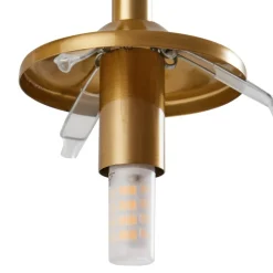 Lindby hængelampe Piatra, Ø25cm, 3 lyskilder, cognac/messing, glas