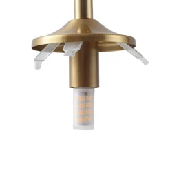 Lindby hængelampe Piatra, Ø45cm, 5 lyskilder, cognac/messing, glas