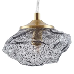 Lindby hængelampe Piatra, røg/messing, glas, Ø 16 cm, G9