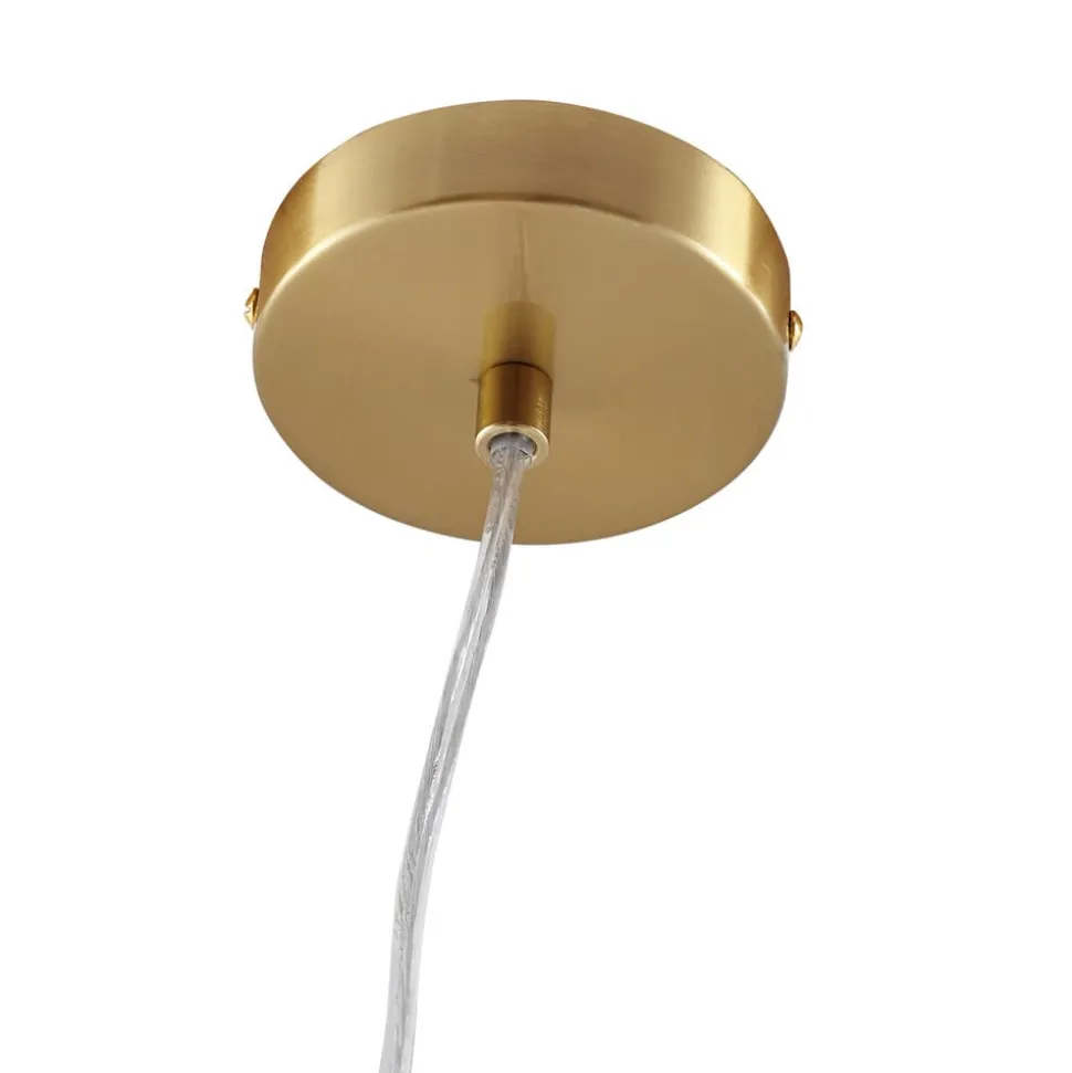 Lindby hængelampe Piatra, røg/messing, glas, Ø 16 cm, G9