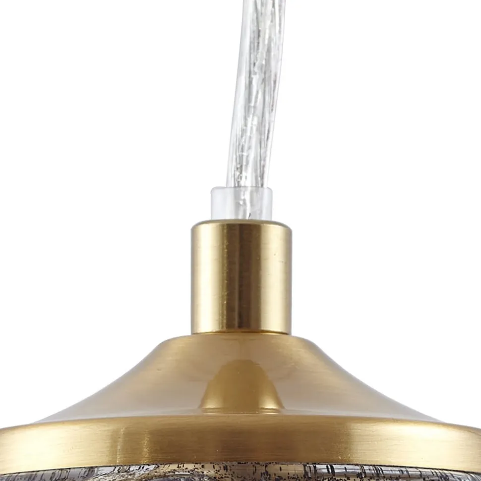 Lindby hængelampe Piatra, røg/messing, glas, Ø 16 cm, G9