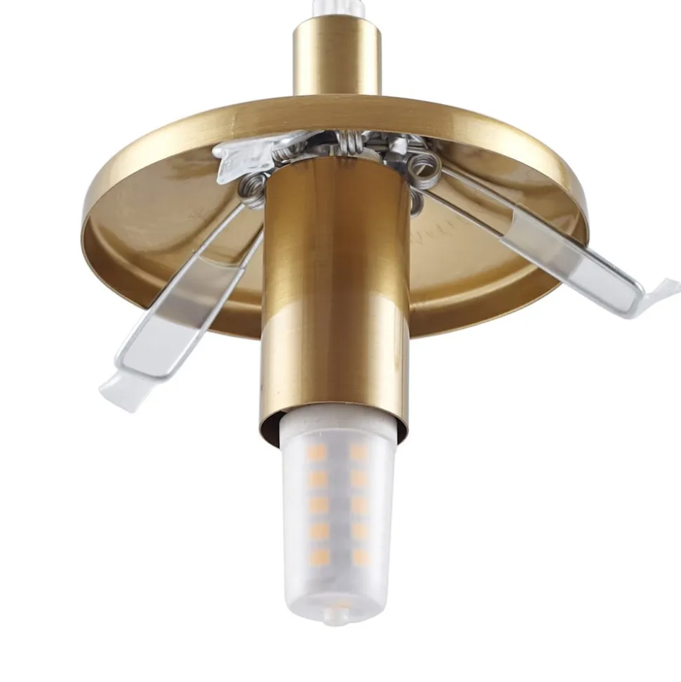 Lindby hængelampe Piatra, røg/messing, glas, Ø 16 cm, G9