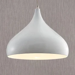 Lindby hængelampe Ritana, hvid, metal, Ø 31 cm, E27