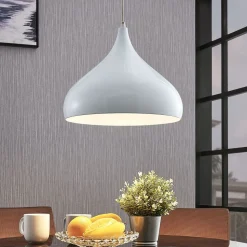 Lindby hængelampe Ritana, hvid, metal, Ø 31 cm, E27