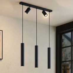 Lindby hængelampe Sanad, 70 cm, 5 lyskilder, sort, GU10