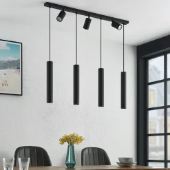 Lindby hængelampe Sanad, 100 cm, 7 lyskilder, sort, GU10