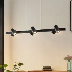 Lindby hængelampe Savoli, 116 cm, sort, 6 lyskilder, stål