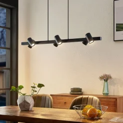 Lindby hængelampe Savoli, 116 cm, sort, 6 lyskilder, stål