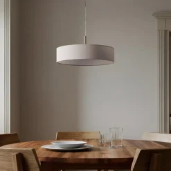 Lindby hængelampe Sebatin, Ø 50 cm, hvid, stof, E27