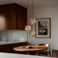 Lindby hængelampe Valentina, E27, Ø 49 cm, røgfarvet grå, glas