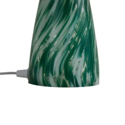 Lindby Hubi bordlampe, grøn, glas, Ø 22 cm, svampeform