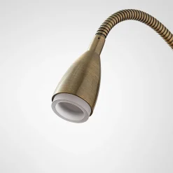 Lindby Jolka LED-læselampe, afbryder, antik messing