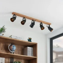 Lindby Kimban loftspot, 5 lyskilder, 106 cm, træ, metal