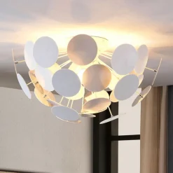 Lindby Kinan loftlampe, Ø 54 cm, hvid, metal, E14