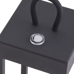 Lindby LED genopladelig bordlampe Iruna, sort, metal, 27 cm, dæmpbar.