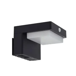 Lindby LED solcellelampe Eleazar, sort, sensor, dæmpbar