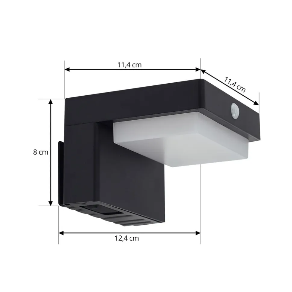 Lindby LED solcellelampe Eleazar, sort, sensor, dæmpbar