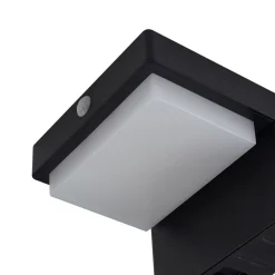 Lindby LED solcellelampe Eleazar, sort, sensor, dæmpbar