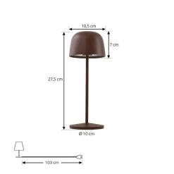 Lindby LED-bordlampe Arietty, brun, dæmpbar, IP65