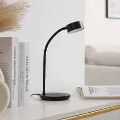 Lindby LED-bordlampe Maori, sort, CCT, metal, dæmpbar