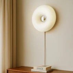 Lindby LED-bord-/væglampe Fjora, hvid/krom, Ø 30 cm, dæmpbar