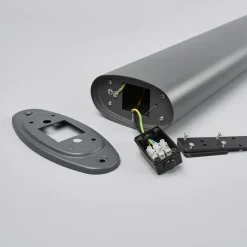 Lindby LED-gadelampe Marius, 80 cm, antracit, sensor